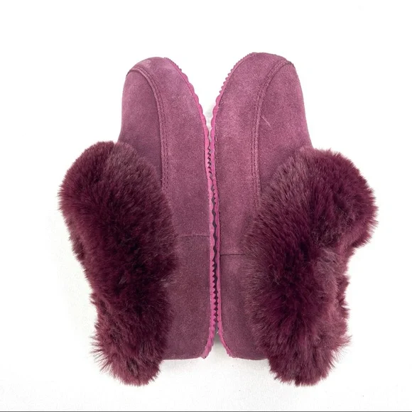Sorel Go Coffee Run Slippers Slip On Red Suede Faux Fur Lined Rubber Sole 6 - Picture 6 of 8